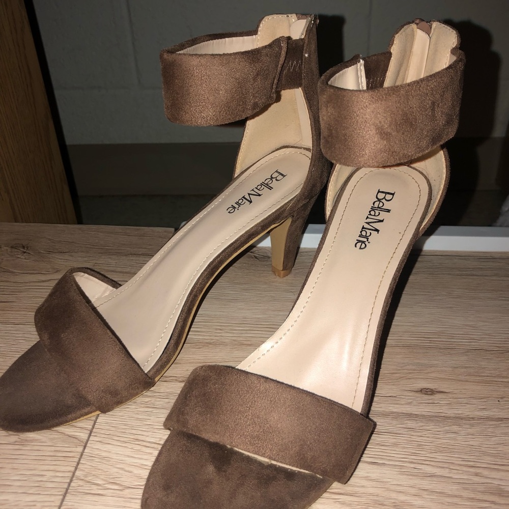 Brown strap heels